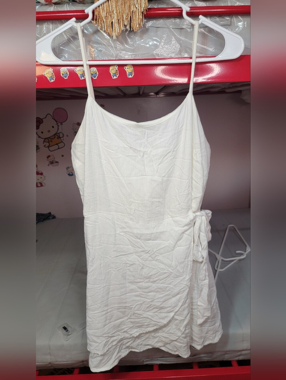 Altar'd State White Spaghetti Strap Midi Dress with Side Tie Junior Size Medium